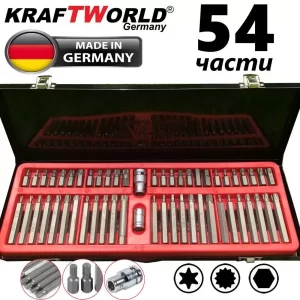 Накрайници за гедоре KraftWorld 54 части битове за тресчотка
