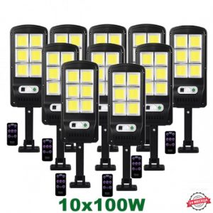 10бр.LED COB Соларна сензорна лампа 100W с дистанционно